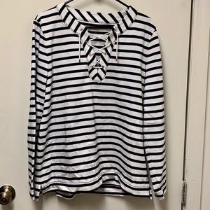 Kate Spade Striped Lace-Up Pullover